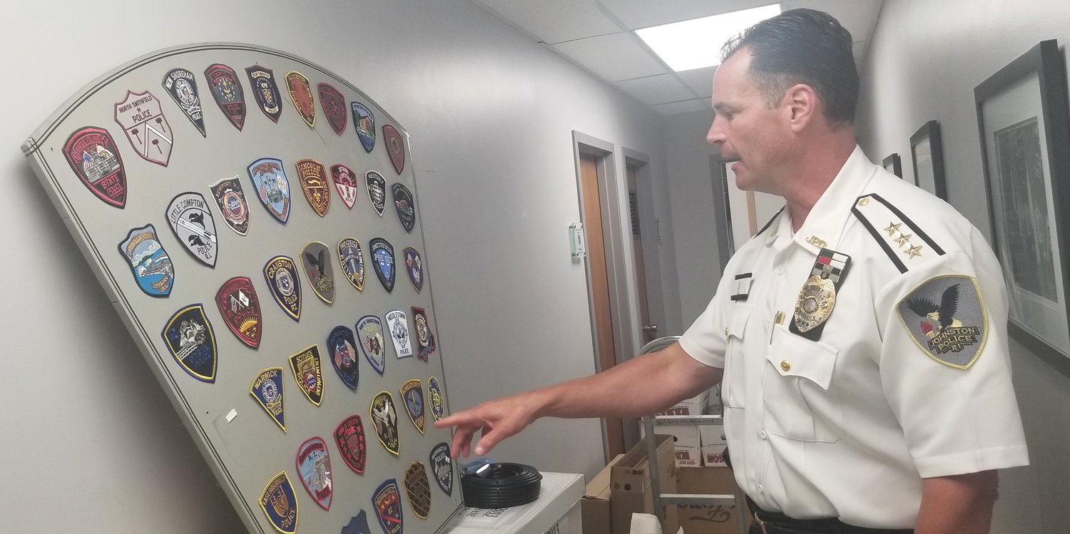 EVERY DEPARTMENT: Last year, Johnston Police Chief Joseph P. Razza referred to a collection of patches from every department in the Ocean State as he discussed a new program aimed at equipping all of Rhode Island’s front-line police officers with body-worn cameras.